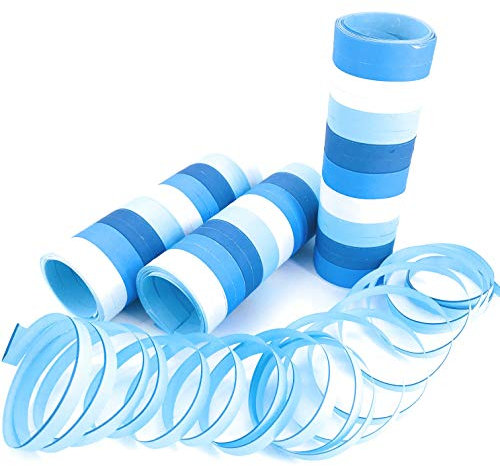 Neu 2019: 54 Luftschlangen * FARBMIX BLAU * als Deko für It's-a-Boy-Party und den Jungen Kindergeburtstag | 3 Rollen mit je 18 Schlangen in 4 Blautönen | Tischdeko Oktoberfest Bayern 1. Baby