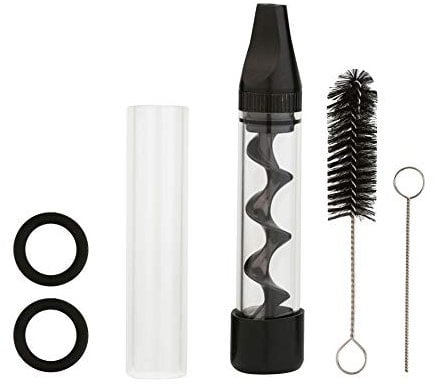 nulala Twisted glass blunt tube kit, twisty glass blunt glass spiral smoke pipe blunt flat mouth mini spiral roast hood