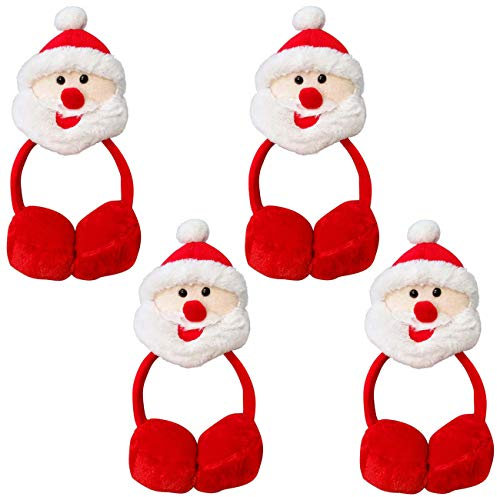 Ciffre 4 Stück im Set Ohrwärmer Nikolausmütze Winter Mütze Mützen Nikolaus Santa Rot Elch Rentier