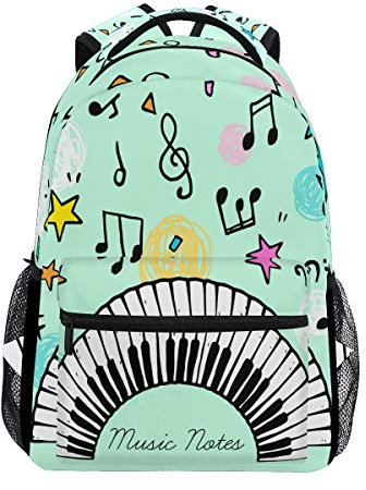 Piano Music Note Backpack Bookbag for Boy Girl Large Travel Laptop Shoulder Bag for Women Men
