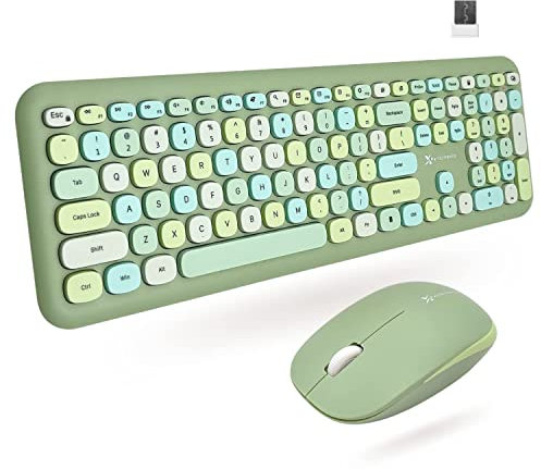X9 Colorful Keyboard and Mouse Combo - 2.4G Wireless Connectivity - Transform Your Space with a Cute Wireless Keyboard and Mouse Retro Set - Green Keyboard and Mouse - Aesthetic Keyboard