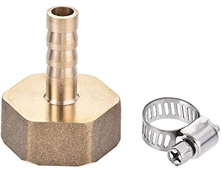 sourcing map Messing Schlauchanschluss Adapter 8mm Schlauchverbinder x G3/4 Innenrohr mit Edelstahl Schlauchklemme