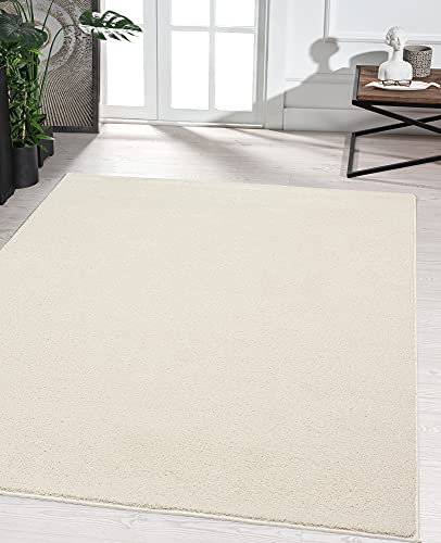 the carpet Marley eleganter Designer Teppich Wohnzimmer, weicher & pflegeleichter Kurzflor Wohnzimmerteppich in Creme, Teppich 60 x 110 cm