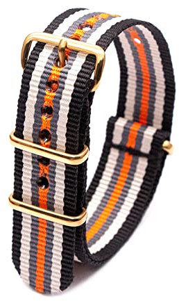 Military Watch Strap Style Watch Wristband 18mm-24mm Nylon Stripe Woven Strap mit Goldschnalle, 22mm