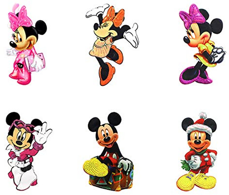 6 Stück Minnie MickeyPatches zum Aufbügeln, Flicken zum Aufbügeln Kinder,Tiere Cartoon Kleidung Aufnäher,Bügelbilder für Textilien Kinder,Aufnäher Kinder Für Kleidung Jacken Rucksäcke Jeans.