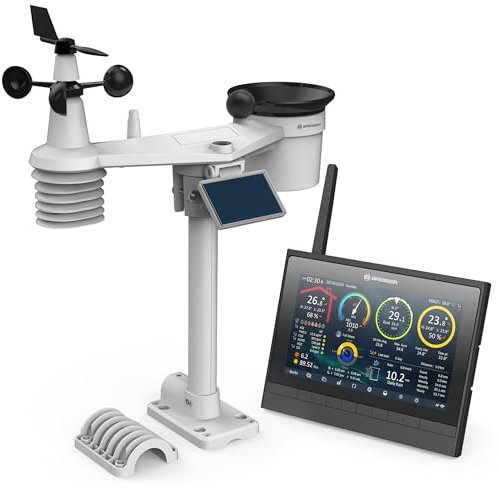 Bresser Stazione Meteo 9-in-1 MeteoChamp HD WLAN con Multisensore Solare, Display della Qualità dell'Aria, Indice di Stress da Calore, Memoria Dati