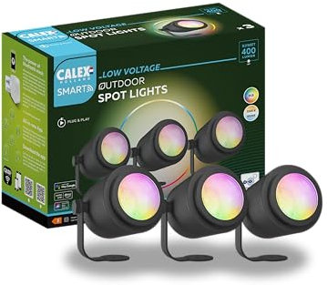 CALEX Smart Outdoor 24V LED Bodenstrahler, RGB-Farben & kalt- bis warmweiß Licht, dimmbar, wasserdicht, WLAN + Bluetooth Gateway App- & Sprachsteuerung
