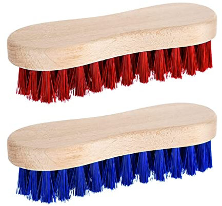SR ESSENTIALS Pack of 2 Wooden Scrubbing Brush Heavy Duty - Floor Brush Tile Grout & Boot Cleaner Hand Scrubbing Brush with Stiff Bristles - Multipurpose and Water Resistant for Outdoors & Indoor Use