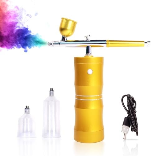QUEVINA Airbrush (2.0) 27PSI Airbrush-Set Mit Kompressor Tragbares Kabelloses Und Wiederaufladbares Hand-Airbrush-Set Für Modellbau Nageldesign Make-up Kunstmalerei Und Kuchendekoration