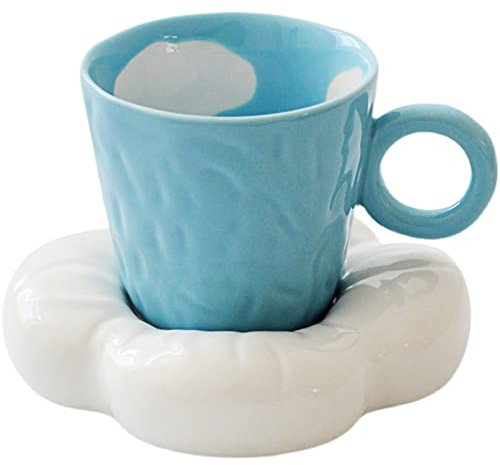 Tasse créative Tasses à café en céramique créative Peinte à la Main Nuage Tasses à café et soucoupes sous glaçure en céramique thé Lait Tasse avec Vaisselle Vaisselle Cadeaux Uniques for Les Amis