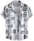 Briskorry Hemden Herren Mode Baumwolle und Leinen Hip-Hop Ethno Harajuku-Stil Streifen N?hte Druck Kurzarm-Kn?pfe Strickjacke Tops Trockener Stoff