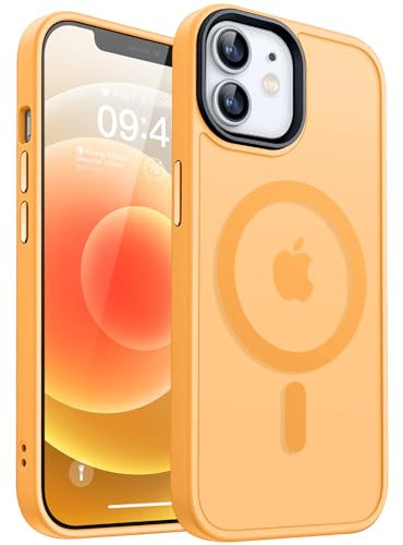 CANSHN Magnetisch für iPhone 12 Hülle und iPhone 12 Pro Hülle für MagSafe [TOP Magnetische Adsorption] [Militärschutz] Schutzhülle Samtige Touch Matt Anti-Kratzen, Orange