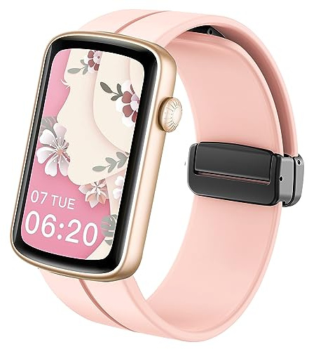 Blueshaweu 16mm armband Kompatibel für SHANG WING Lynn2 Smartwatch, Silikon Dual Magnetisch Einstellbar Armbänder Kompatibel mit SHANG WING L2 Smartwatch (Rosa)