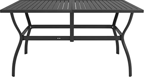 Coavain Gartentisch im Freien Anthrazit 140x80x72 cm Stahl Industriestil Terrasse Esstisch Lattendesign Balkontisch Robust und Stabil Multifunktionstisch Tischplatte Reichlich Platz Lebensmitteln