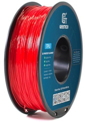 GEEETECH TPU filament 1,75mm Rot, Flexible 3D Drucker Filament 1kg 1 Spool