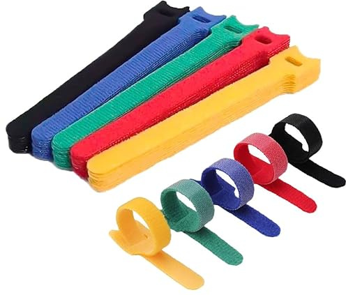 Wiederverwendbare Kabelbinder, Datenkabel, Aufbewahrung, Klettverschlüsse, ordentliche Wickeldrähte mit Nylon, für Zuhause, Büro, Rechenzentren, USB- und Kopfhörer, Handys, Elektronik, 100 Stück (5