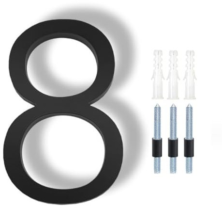 HKFENG Floating House Number Plaques 5 inch,House Number Sign,House Numbers Plates for Outside,Modern Door Numbers Signage Zinc Alloy Black