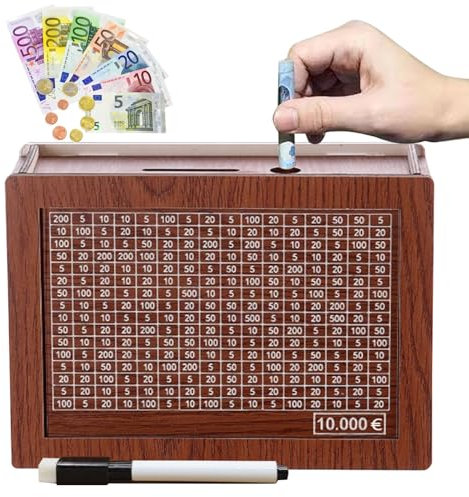 Spardose Holz,Sparbox mit Zahlen Ankreuzen mit Zähler,Spardose,Spardose mit zähler,Sparbox,Geld sparen Challenge, Spardose