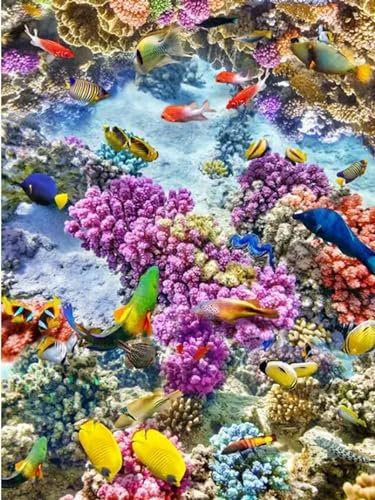 ZEZILE Custom 3D Flooring Underwater World Tropical Fish Vinyl Floor Stickers Bathroom Waterproof Self-adhesive PVC Flooring