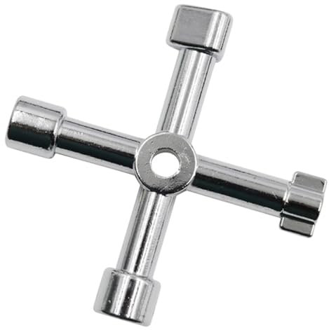OUDQFCJ 1 pcs Llave de Utilidad Multifuncional 4 Puntas Llave Contador Agua Universal Llave Armario Eléctrico para Ascensores Contadores de Agua Armarios Eléctricos Válvulas