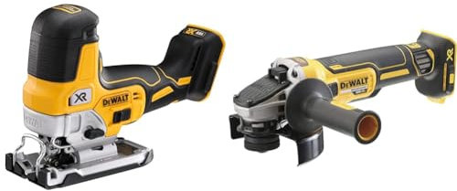 DEWALT Scie Sauteuse Sans Fil 18V - Sans Batterie ni Chargeur DCS335N-XJ & Meuleuse XR 18 V 125 mm Brushless DEWALT DCG405NT (machine nue)
