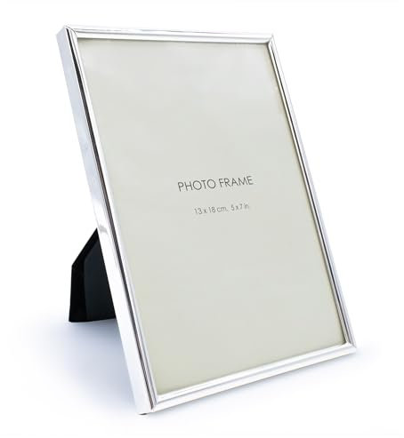 Fotorahmen zum Stellen aus Metall in silber - für 13 x 18 cm - Gerundeter Bilderrahmen rechteckig für Hoch- und Querformat Fotos - Portaitrahmen Wechselrahmen horrizontal vertikal