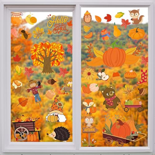 Herbst Aufkleber,Thanksgiving Themen Aufkleber,Herbstaufkleber für Kinder,Aufklebers für Scrapbooking Kinder, Wasserflasche, Umschläge, Basteln
