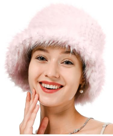 sy soul young Damen Winter Kunstpelz Plüsch Bucket Hat Warme Fischerhüte
