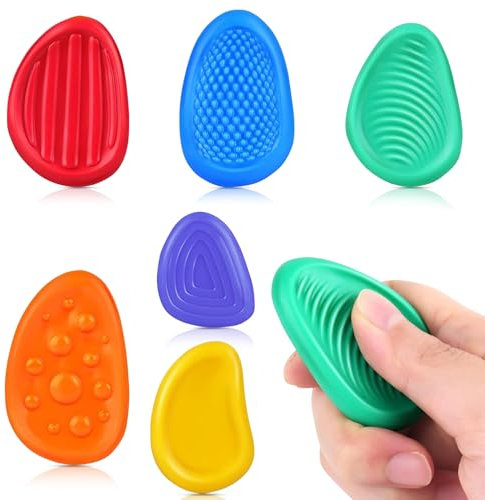 Fidget Toys Sensory Stone for Kids:Textured Soft Worry Stone for Autism Kids Calming - Fidget Stress Toys for Students Anxiety Relief -Social Emotional Feelings Toys-Texture Sensory Fidget Toy(6Pcs)