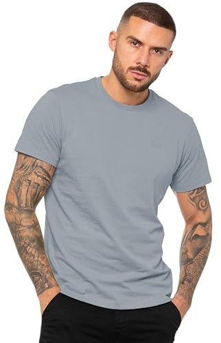 989Zé ENZO Mens Regular Fit T Shirt Plain Cotton Tee Crew Neck Top Short Sleeve Casual Tshirt (UK, Alpha, S, Regular, Regular, Coast Blue)