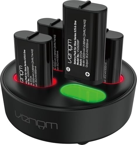 Venom Pack de 4 batteries rechargeables Xbox avec station de charge - 2880 mWh / 1200 mAh (Xbox Series X et S/Xbox One)
