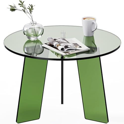 Dewrhiixe Couchtisch aus Acryl, rund, transparent, rund, modern, Lucite, Beistelltischbeine für Wohnzimmer, Schlafzimmer, Büro (grün, 60 x 40 cm)