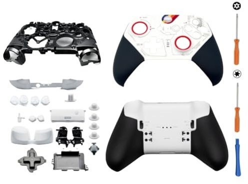 Hzxkqmil Ersatz-Gehäuse Vollschalen-Set für Xbox Elite Controller Series 2 - Weiß Special Edition, Inklusive Faceplates Abdeckung Mittlerer Rahmen ABXY Tasten LB RB Auslöser Knöpfe Zubehör