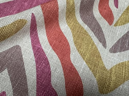 Tissu imprimé zèbre rose aspect lin à rayures d'animaux en coton pour ameublement, tissu d'ameublement, décoration d'intérieur, 140 cm de large (1 mètre)