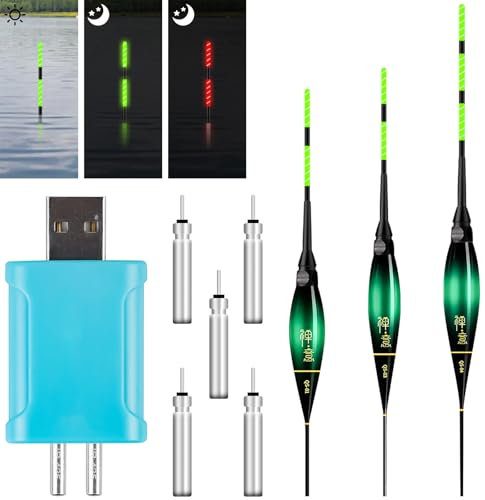 3 Stück Led Posen Angeln Mit Bissanzeiger, Posen Angeln Mit Gravity Sensing Und Basis, Angelzubehör Set Bissanzeiger Angeln, Knicklichter Angeln, Angel Zubehör Zum Tauchgebiet Angeln Am See, Fluss