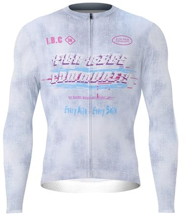 INBIKE Fahrradtrikot Herren Radtrikot Rennrad Mountainbike Trikot Langarm mit 3 Taschen Men's MTB Jesery Atmungsaktiv Elastisch UV-Protect Schnell Trocknend Weiß,M