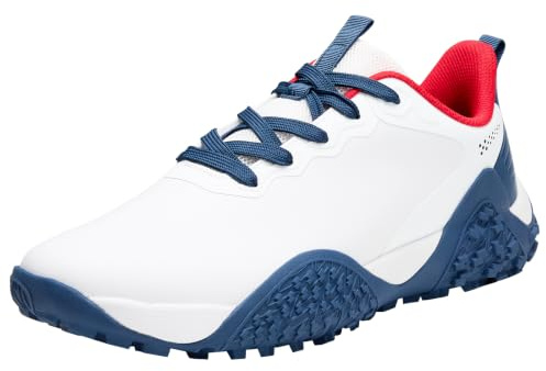 TEOHRW Mens Wide Fit Golf Shoes Waterproof Spikeless Golf Shoes Non Slip Outdoor Casual Golf Trainers