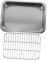 HOMOBABE 1 Juego plato para hornear rectangular cacerola estante Horneando largo bordeado tostador asar bandeja para hornear de cocina kit de bandeja para hornear Acero inoxidable Plata
