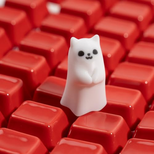 ULTRAEQUIP Artisan Keycaps - Cute Ghost Shine Through Resin Custom Handmade Keycaps for Mechanical Keyboard (Dignified Little Ghost)