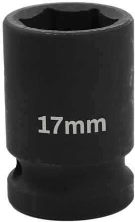 Uxney 1/2 Drive 17mm Impact Socket, 6 Point Chrome Molybdenum Steel (CR-MO) Heavy Duty Axle Nut Socket for Easy Removal of Axle, Wheel Hub, Lug Nuts