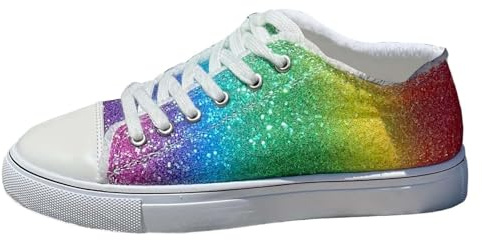 Bastwahl Rockabilly Schuhe Damen Glitzer - Bequem Karneval Brautschuhe Casual Leichte Kostüm 80Er Mode Stoffschuhe Party Pailletten Sneaker Chucks Stiefel Glitzerschuhe