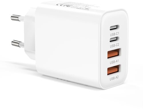 USB C Ladegerät, 4 Ports Mehrfach Ladegerät mit USB-C und USB-A, 40W Schnellladegerät PD 3.0 Power Adapter USBNetzteil für iPhone 17 16 15 14 Pro Max 13 12 11 SE 2020 XS XR 8 7, Samsung, Handys