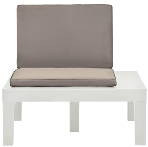 Eleganz Silla de jardín con asiento acolchado de plástico blanco, ligera y resistente a la intemperie para terraza, balcón y jardín, cómodo sillón para relajarse al aire libre