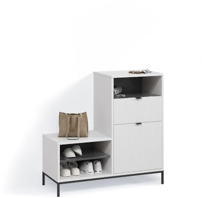 Livinity Schuhschrank Aterno, Weiß, 100 x 98.5 cm mit Tür und Schublade
