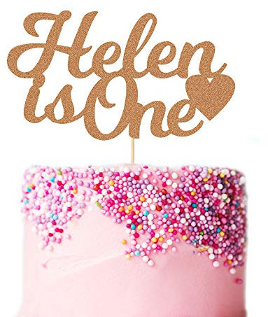 EDSG Personalised Any Age First Birthday Cake Topper. 1st Birthday Cake Decoration for Baby Boy & Girl. Any Name and Age Customized. Double Sided Glitter Card