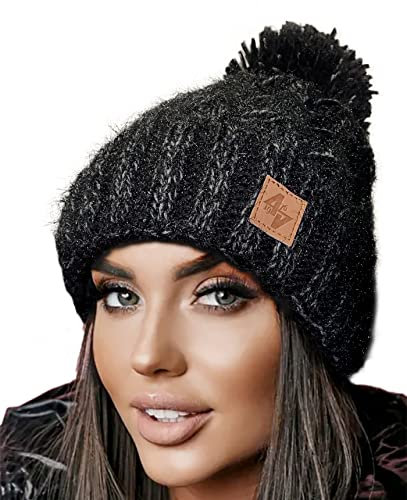 4sold Herren Beanie Mütze Warme Wintermütze mit Weichem Innenfutter Gefütterte Strickmütze Ski Pom Wooly with Full Cosy Fleece-Futter