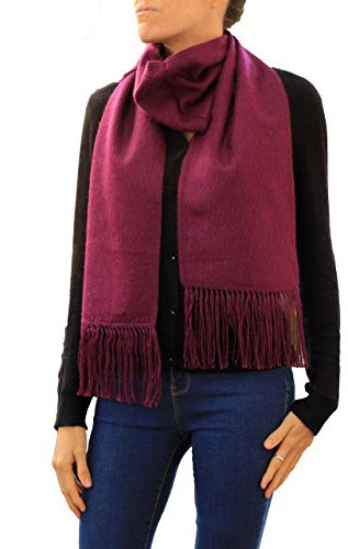 TINKUY PERU - Peruanische Alpakawolle – Unisex gewebte Fransen, gebürsteter Schal (22,9 x 183,9 cm), violett, Einheitsgröße Passen Alle