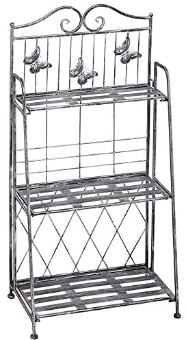 Outsunny Scaffale Fioriera 3 Ripiani Pieghevole da Giardino Balcone, Metallo, Argento, 44x25x96 cm