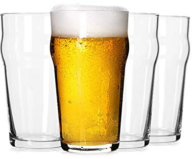 LUXU Pint Glasses,20oz British Beer Glass,Classics Craft Beer Glasses,Premium Beer Glass Tumbler Set of 4, Unique Design Beer Glasses Easy Stacking in The Cupboard