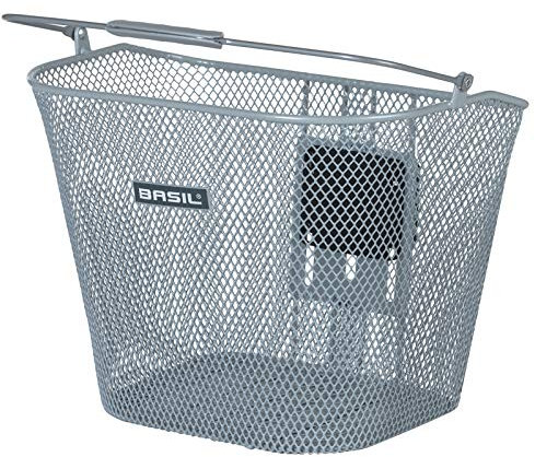 Basil Unisex – Erwachsene Bremen KF Vorderradkorb, Silber, 25 x 34 x 28 cm